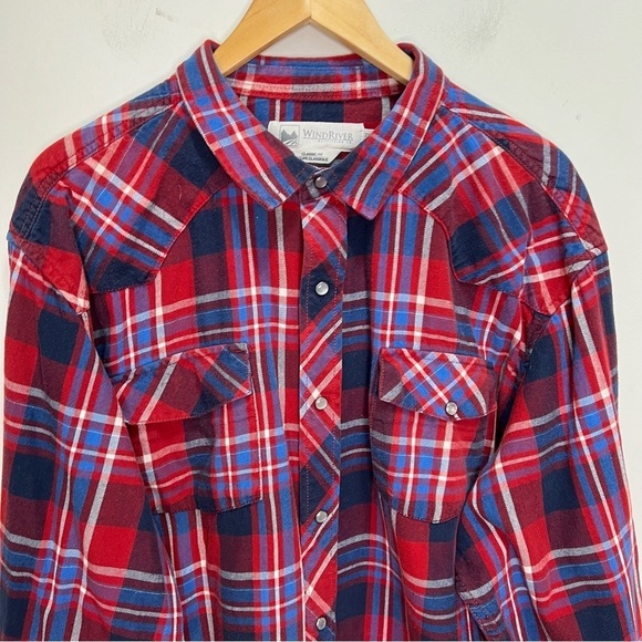 Windriver Red Plaid Button Down Shirt 100% Cotton Size 2XL - Picture 3 of 11